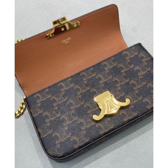 Replica Celine Borsa A Tracolla Catena Triomphe In Tela Triomphe Caffè