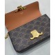 Replica Celine Borsa A Tracolla Catena Triomphe In Tela Triomphe Caffè