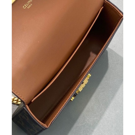Replica Celine Borsa A Tracolla Catena Triomphe In Tela Triomphe Caffè