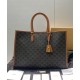 Replica Celine Cabas Orizzontali In Tela Triomphe E Pelle Di Vitello Caffè