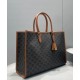 Replica Celine Cabas Orizzontali In Tela Triomphe E Pelle Di Vitello Caffè