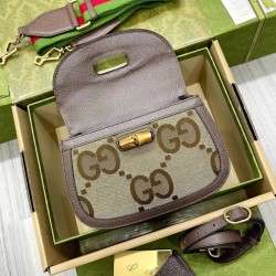 Replica Borsa Small Jumbo GG Con Bamboo 675797 Caffè Scuro