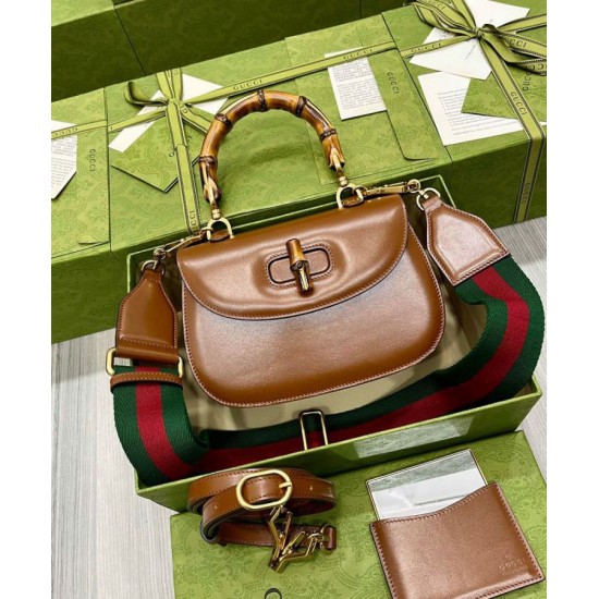 Replica Borsa Small Top Handle Con Bamboo 675797 Coffee