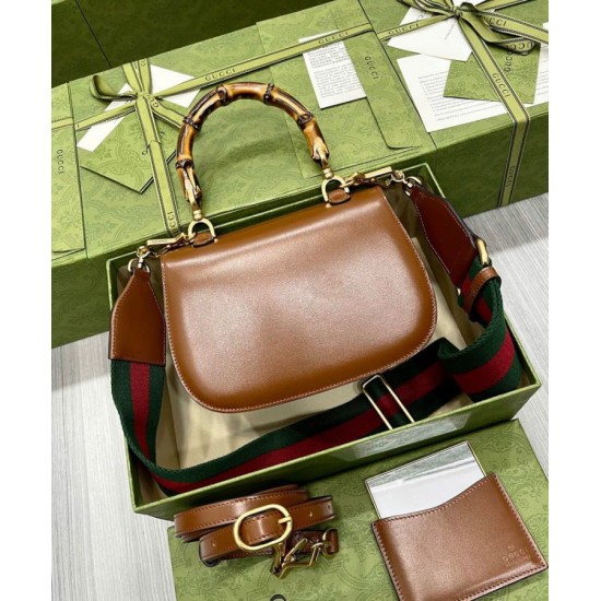 Replica Borsa Small Top Handle Con Bamboo 675797 Coffee