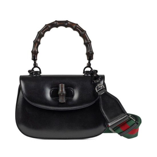 Replica Borsa Small Top Handle Con Bamboo 675797 Nero