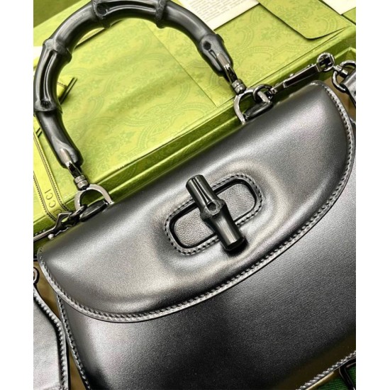 Replica Borsa Small Top Handle Con Bamboo 675797 Nero