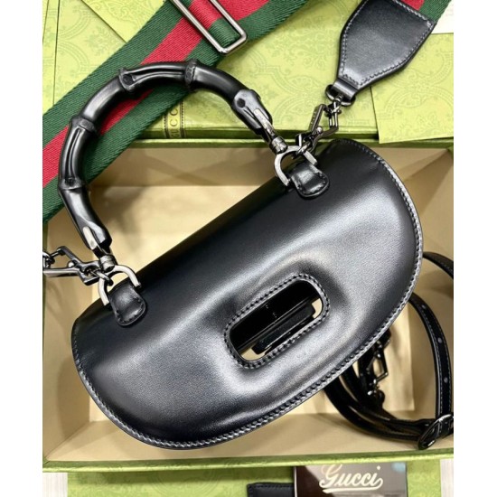 Replica Borsa Small Top Handle Con Bamboo 675797 Nero