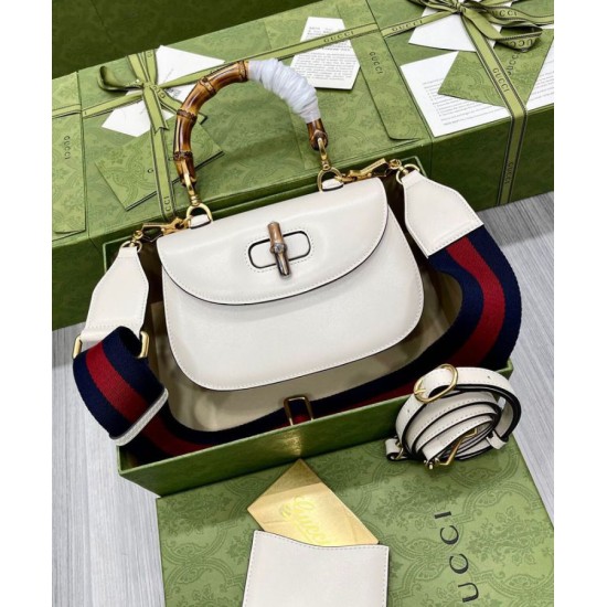 Replica Borsa Small Top Handle Con Bamboo 675797 Cream