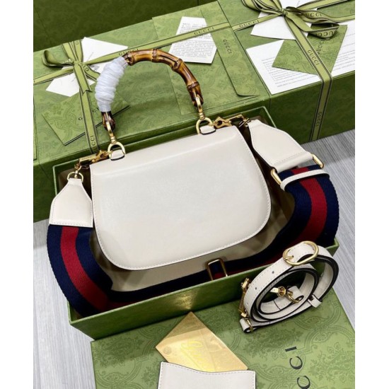 Replica Borsa Small Top Handle Con Bamboo 675797 Cream