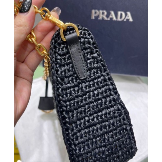 Replica Prada Re-Edition 2005 Borsa in rafia 1BH204 nera