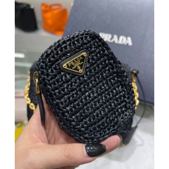 Replica Prada Re-Edition 2005 Borsa in rafia 1BH204 nera