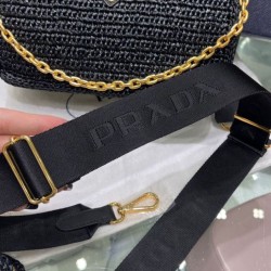 Replica Prada Re-Edition 2005 Borsa in rafia 1BH204 nera
