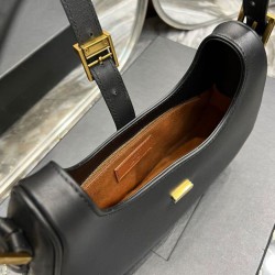 Replica YSL Saint Laurent Borsa Hobo Le Fermoir In Pelle Lucida Nera