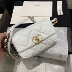Replica Marsupio in tweed di lana 19 AS1163 Bianco