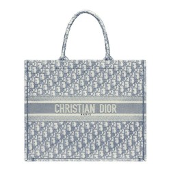 Replica Tote libro Christian Dior con ricamo obliquo Dior grigio