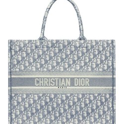 Replica Tote libro Christian Dior con ricamo obliquo Dior grigio