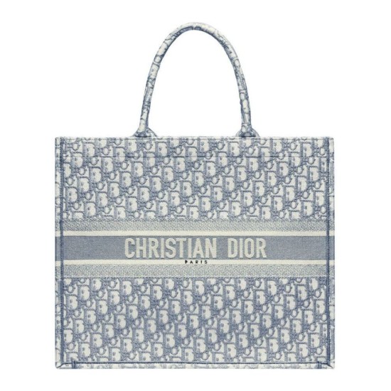 Replica Tote libro Christian Dior con ricamo obliquo Dior grigio