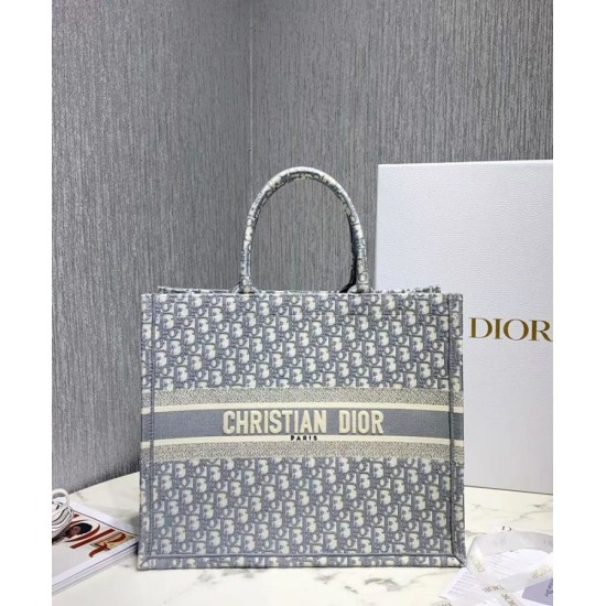 Replica Tote libro Christian Dior con ricamo obliquo Dior grigio