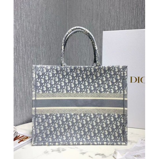 Replica Tote libro Christian Dior con ricamo obliquo Dior grigio