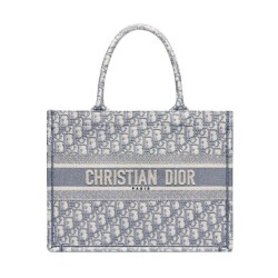 Replica Borsa tote Christian Dior con ricamo obliquo Dior grigia