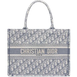 Replica Borsa tote Christian Dior con ricamo obliquo Dior grigia
