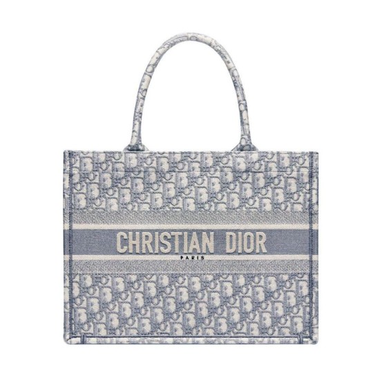 Replica Borsa tote Christian Dior con ricamo obliquo Dior grigia