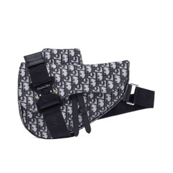Replica Borsa da Saddle obliqua Christian Dior blu scuro