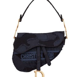 Replica Borsa di tela ricamata mimetica con sella Christian Dior