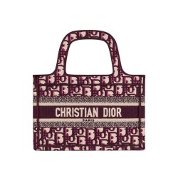 Replica Borsa tote Christian Dior Mini Book Borsa di tela ricamata obliqua originale Dior rossa