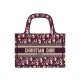 Replica Borsa tote Christian Dior Mini Book Borsa di tela ricamata obliqua originale Dior rossa