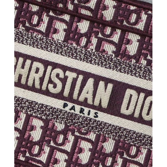 Replica Borsa tote Christian Dior Mini Book Borsa di tela ricamata obliqua originale Dior rossa