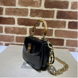 Replica Borsa Gucci Bamboo 1947 mini con manico superiore 686864 Nera