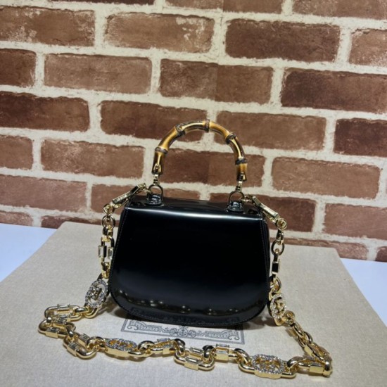 Replica Borsa Gucci Bamboo 1947 mini con manico superiore 686864 Nera