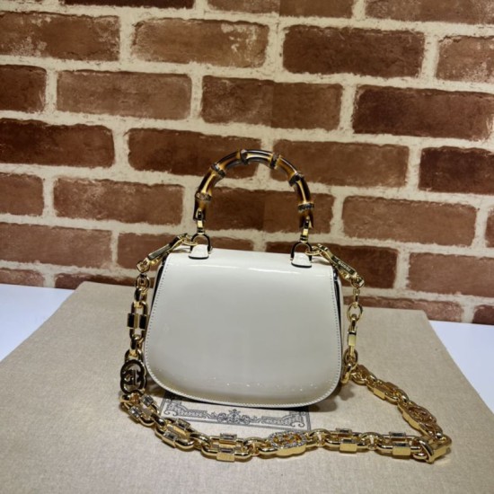 Replica Borsa Gucci Bamboo 1947 mini con manico superiore 686864 Beige