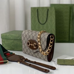 Replica Mini borsa Gucci Horsebit 1955 724713 Marrone