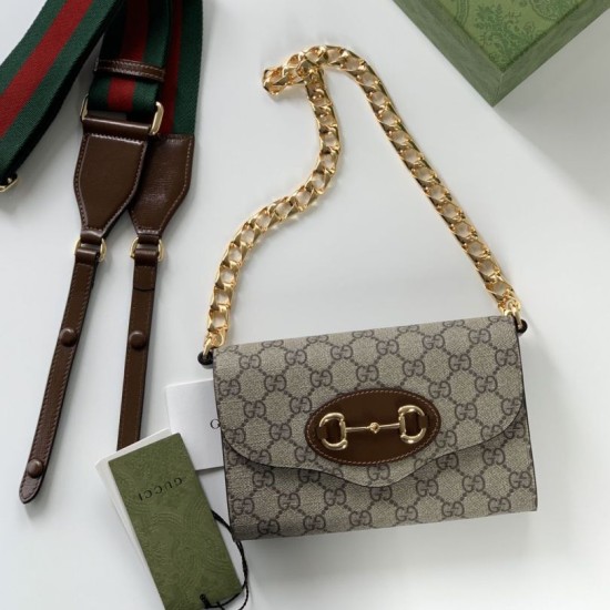 Replica Mini borsa Gucci Horsebit 1955 724713 Marrone