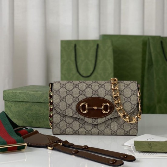 Replica Mini borsa Gucci Horsebit 1955 724713 Marrone