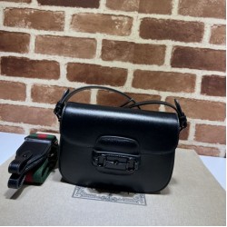 Replica Borsa a tracolla piccola Gucci Horsebit 1955 ‎726226 Nera