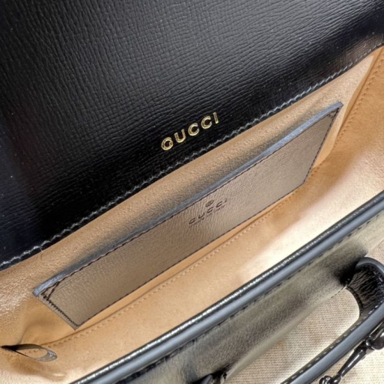 Replica Borsa a tracolla piccola Gucci Horsebit 1955 ‎726226 Nera