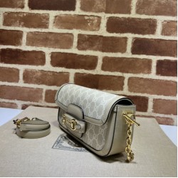 Replica Borsa a tracolla Gucci Horsebit 1955 735178 beige