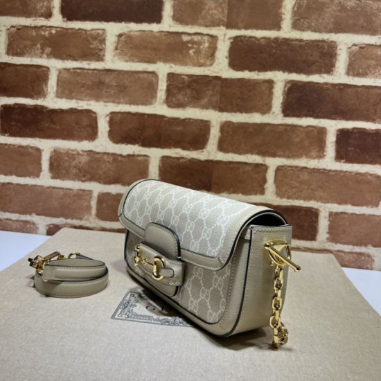 Replica Borsa a tracolla Gucci Horsebit 1955 735178 beige