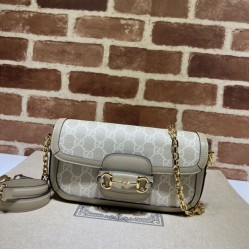 Replica Borsa a tracolla Gucci Horsebit 1955 735178 beige