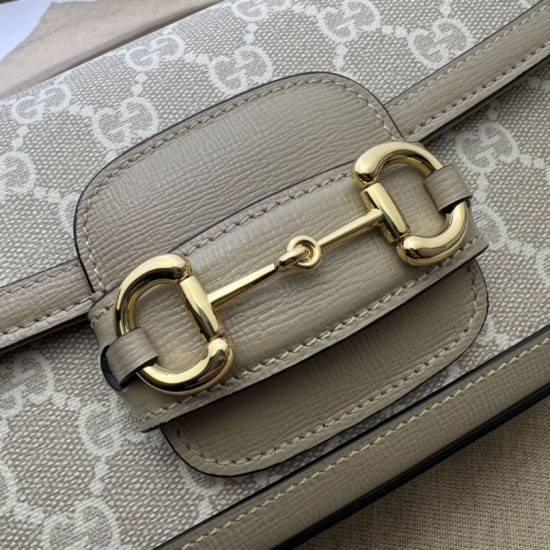 Replica Borsa a tracolla Gucci Horsebit 1955 735178 beige