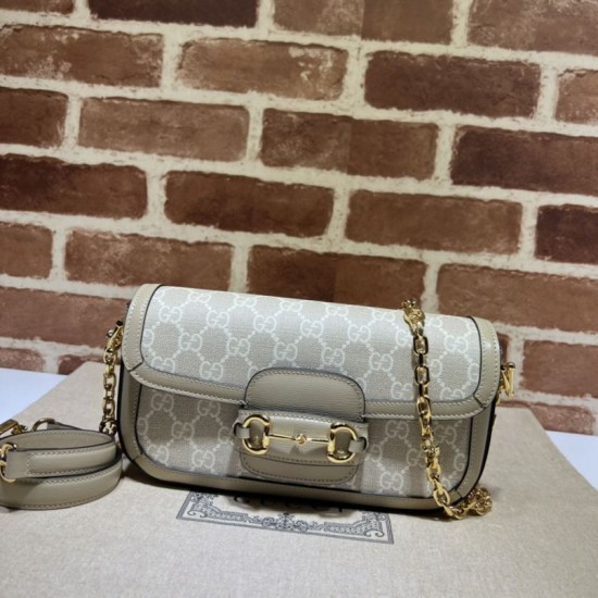 Replica Borsa a tracolla Gucci Horsebit 1955 735178 beige