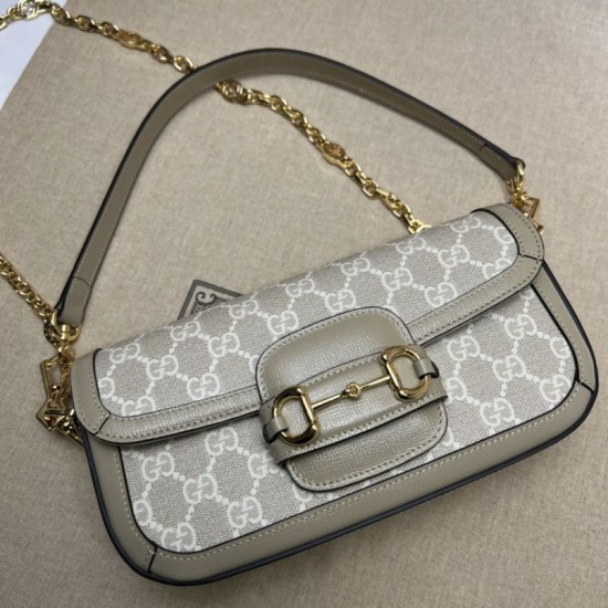 Replica Borsa a tracolla Gucci Horsebit 1955 735178 beige