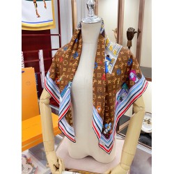 Replica Louis Vuitton Silk Vivienne Xmas Square 90 M77905 Marrone
