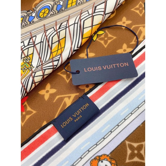 Replica Louis Vuitton Silk Vivienne Xmas Square 90 M77905 Marrone
