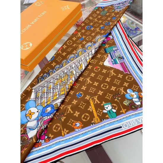 Replica Louis Vuitton Silk Vivienne Xmas Square 90 M77905 Marrone