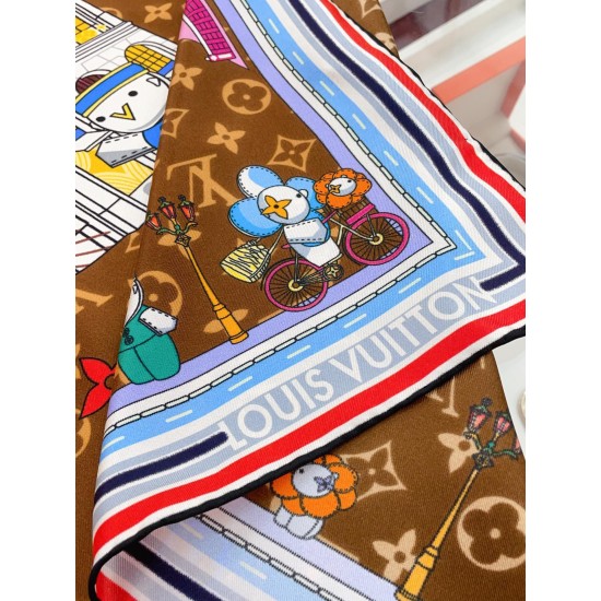 Replica Louis Vuitton Silk Vivienne Xmas Square 90 M77905 Marrone