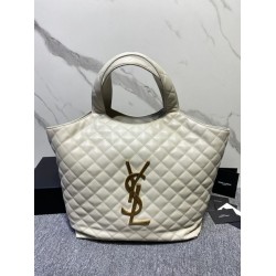 Replica Borsa YSL Saint Laurent Icare Maxi Shopping In Pelle Di Agnello Trapuntata Bianca